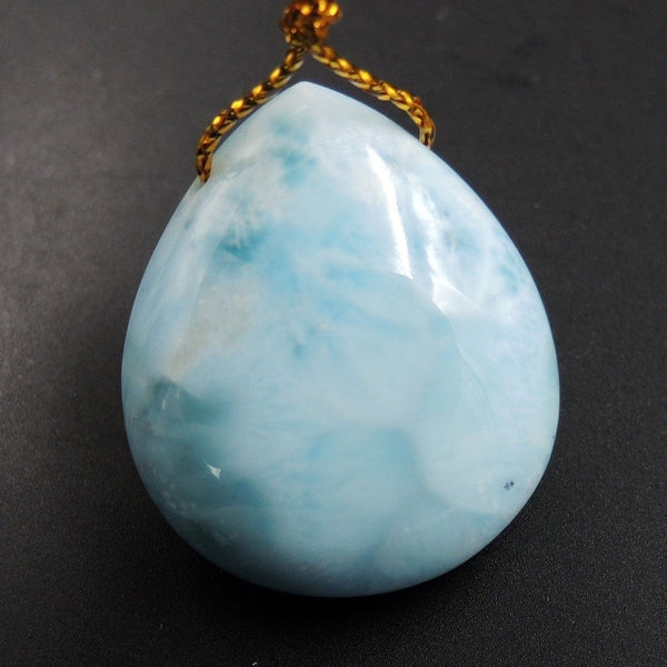 Natural AAA+ Quality Blue Larimar Pendant Stone Side Drilled Teardrop Pendant Hand Cut Large Focal Bead Stone P1942