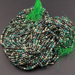 Natural Green Brown Chrysocolla Beads 5mm Faceted Round Beads Micro Faceted Small Beads Laser Diamond Cut Gemstone 16" Strand