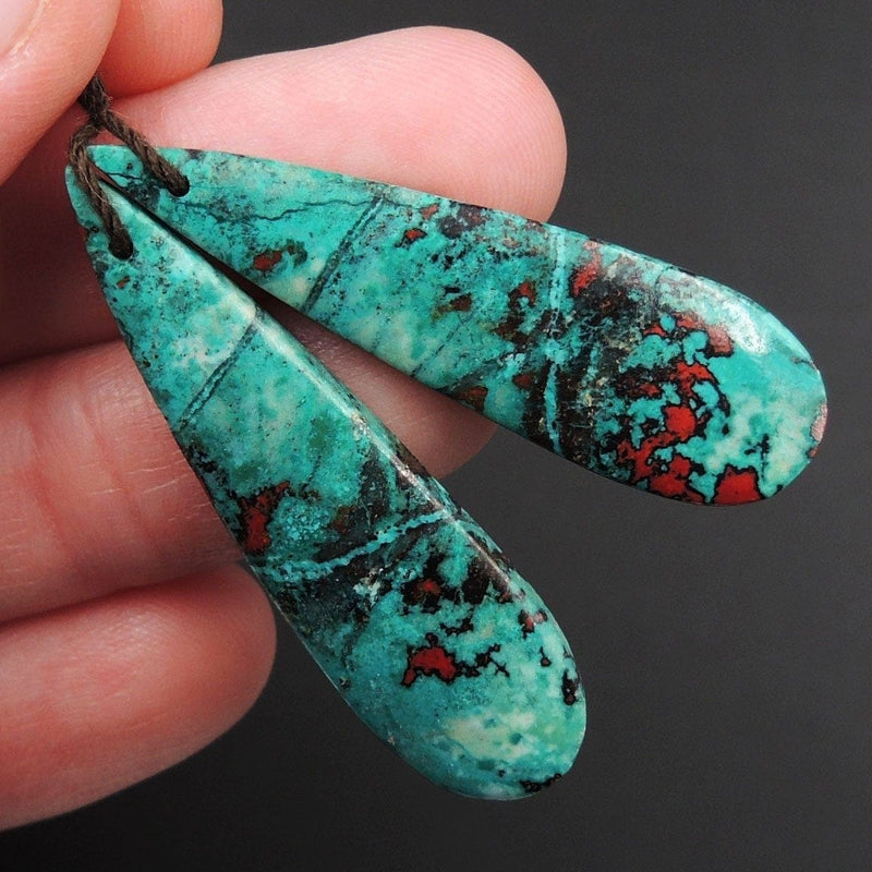 Sonora Sunrise Cuprite Teardrop Cabochon Cab Pair Drilled Gemstone Pair Matched Earrings Bead Pair Natural Gemstone E3013