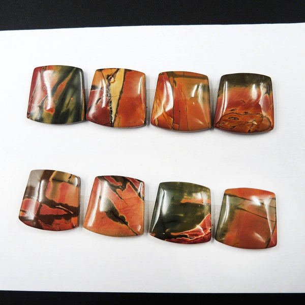 Undrilled Natural Red Creek Jasper Pendant Cabochon Set Trapezoid Ring Cab Pendant Bead Picasso Jasper Cherry Creek Jasper Pendant Set C64