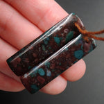 Drilled Gemstone Pair Drilled Natural Green Red Indian Agate Rectangle Cabochon Cab Pair Matched Earrings Bead Pair Natural Stone E2991