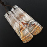 Natural Laguna Lace Agate Earring Pair Trapezoid Cabochon Cab Drilled Matched Earrings Bead Pair E3016