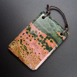 Natural Ocean Jasper Pendant Pink Green Gold Orbs Drilled Faceted Rectangle Pendant 2 Hole Pendant P399