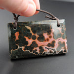 Natural Ocean Jasper Pendant Pink Green White Orbs Drilled Faceted Rectangle Pendant 2 Hole Pendant P400