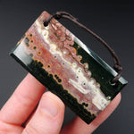 Natural Ocean Jasper Pendant Pink Green White Orbs Drilled Faceted Rectangle Pendant Two Hole Pendant P401