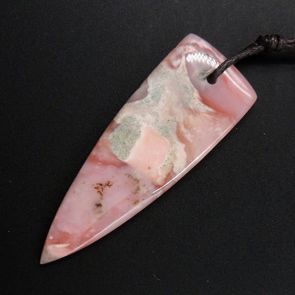 Peruvian Pink Opal Pendant Dagger Pendant Cabochon Cab Drilled Natural Gemstone Bead Pendant P1901