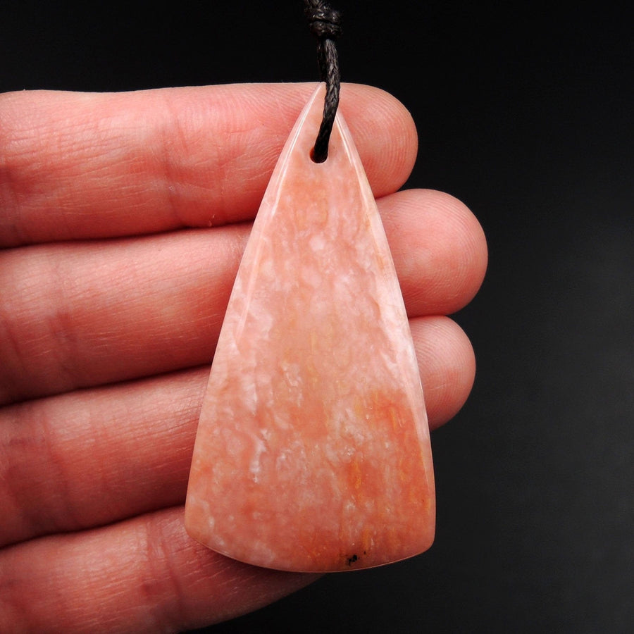 Peruvian Pink Opal Pendant Triangle Pendant Cabochon Cab Drilled Natural Stone Bead Pendant P1895