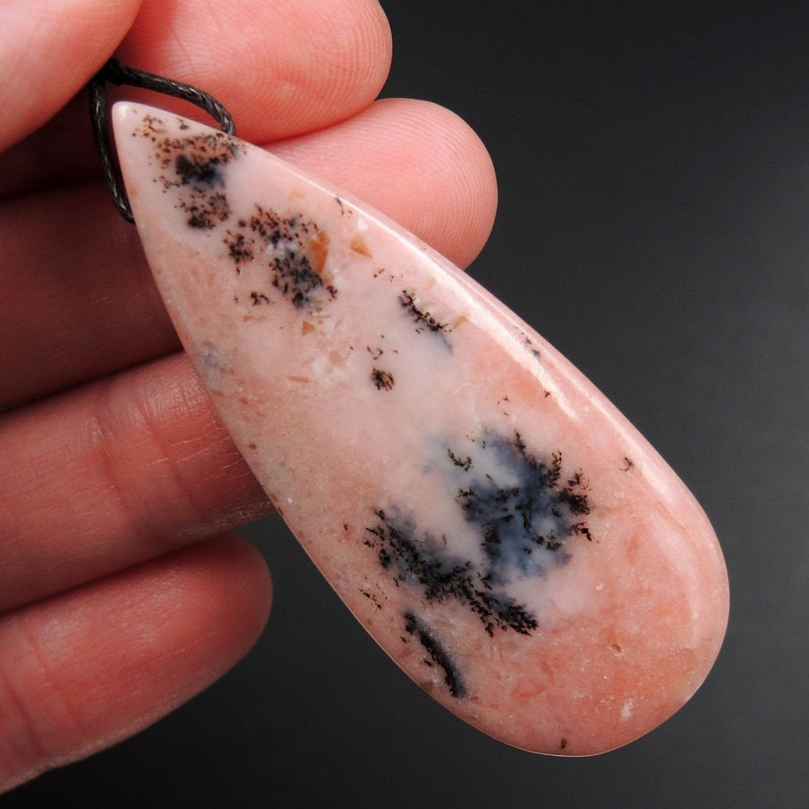 Peruvian Pink Opal Pendant Teardrop Pendant Cabochon Cab Drilled Natural Stone Bead Pendant P1892