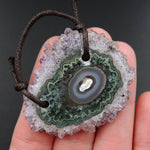 Large 2 Hole Pendant Amethyst Stalactite Flower Pendant Drilled Stalactite Cabochon Natural Gemstone Pendant Bead Good For Leather P1883