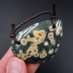 Natural Ocean Jasper Pendant Green Orange White Drilled Two Hole Pendant P447