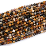 Star Cut Natural Brown Autumn Jasper Beads Faceted 8mm Rounded Nugget Sharp Facets 15" Strand