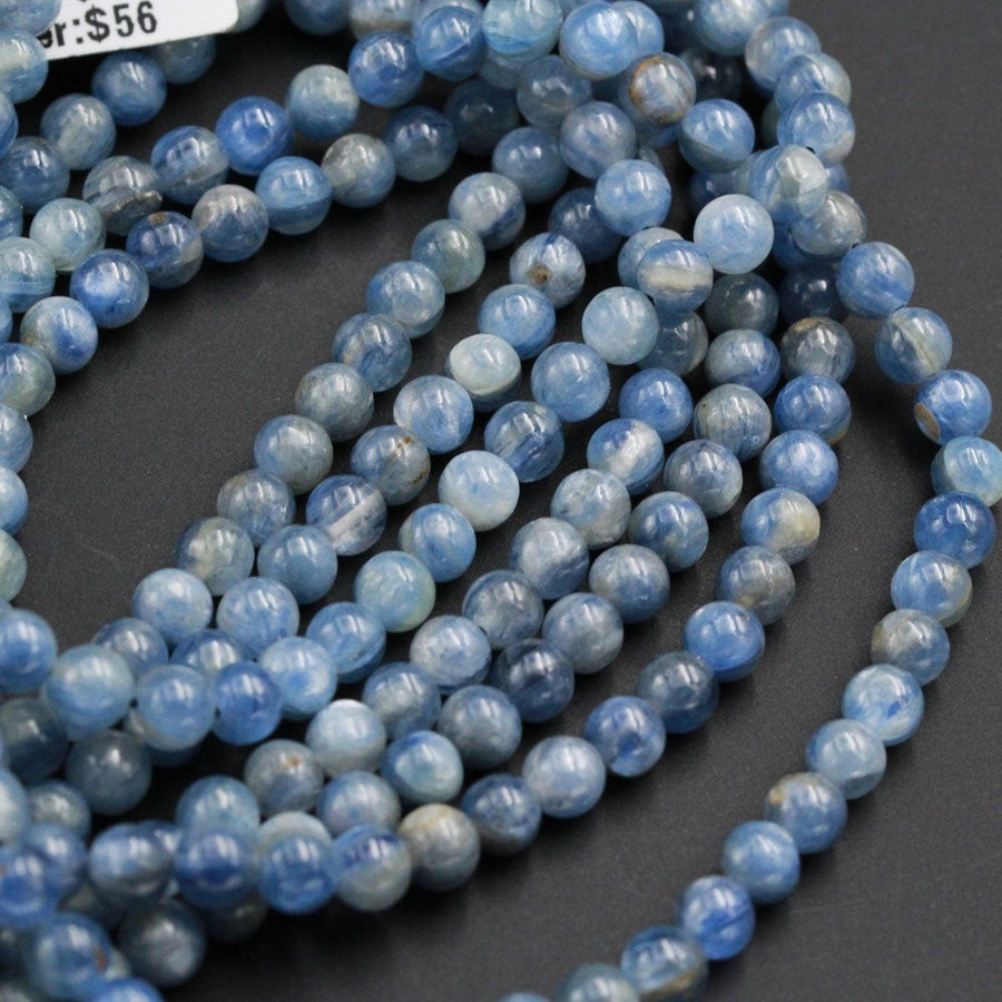 Natural Blue Kyanite 6mm Round Beads 8mm round beads Super Luster Fine Quality Highly Polished 16" Strand