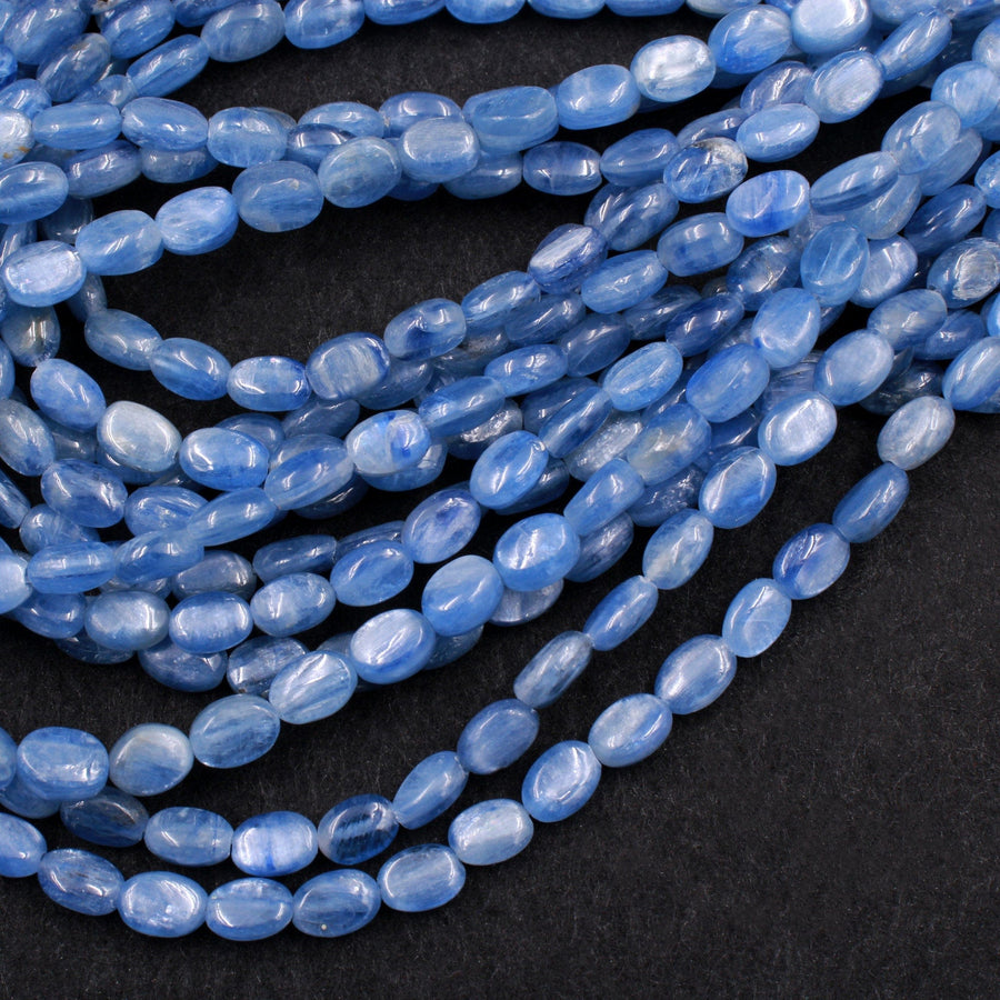Natural Blue Kyanite Oval Beads AAA Grade Real Genuine Kyanite Gemstone 16" Strand
