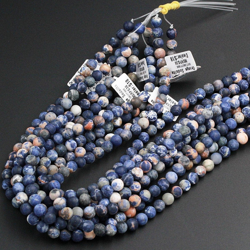 Matte Orange Sodalite 6mm Round 8mm Round Matte 10mm Matte Round Beads 14mm Matte Round Natural African Sodalite Round Beads 16" Strand