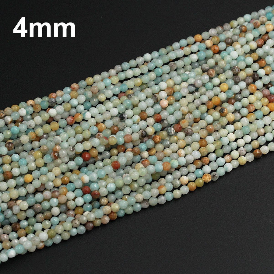 Natural Amazonite 4mm, 6mm, 8mm, 10mm Faceted Round Beads 16" Strand