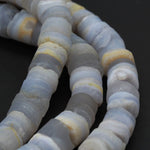Blue Lace Agate Druzy Drusy Disc Coin Beads Organic Matte Finish Raw Hand Cut Natural Blue Chalcedony Rough Disc Beads 16" Strand