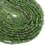 Natural Green Garnet Tube Rectangle Beads Matte Raw Green Garnet Gemstone Organic Hand Hammered Nugget 16" Strand