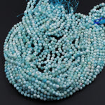 Natural Larimar Beads Micro Faceted Small 4mm Faceted 5mm Faceted Round Beads Genuine Natural Blue Larimar Gemstone AA Grade 16" Strand