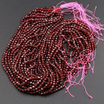 AAA Natural Red Garnet Gemstone Beads Micro Faceted 3mm 3.5mm 4mm Round High Quality Laser Diamond Cut Gemstone 16" Strand