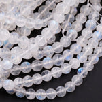 A Grade Flashy Blue Fire~ Natural Rainbow Moonstone Round Beads 4mm 5mm 6mm High Quality Small Blue Moonstone Gemstone 16" Strand