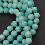 Natural Peruvian Amazonite Beads 4mm 8mm 10mm Round Beads Sea Blue Gemstone Beads 16" Strand