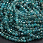 Small Natural Apatite Beads Faceted Round Beads 5mm Micro Faceted Cut Round Beads Translucent Aqua Teal Blue Green Gemstone 16" Strand