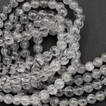 Black Tourmaline Rutilated Rutile Quartz Beads 4mm 6mm Round High Quality Black White Quartz Semi Precious Gemstone 16" Strand
