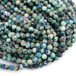 Matte Chrysocolla Azurite 4mm 6mm 8mm 10mm Round Beads Natural Blue Azurite Green Chrysocolla Gemstone 16" Strand