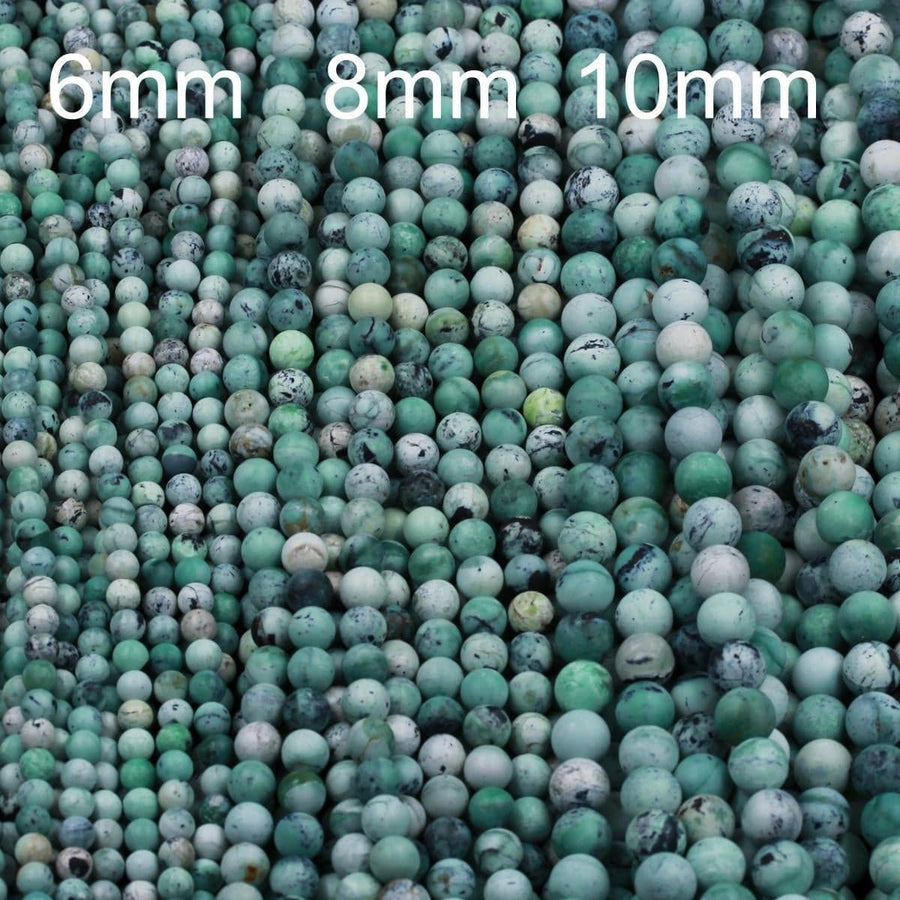 Natural African Green Chrysoprase 6mm Matte Round 8mm Matte Round 10mm Matte Round Beads 16" Strand