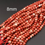 Large Hole Beads Natural Red Jasper 8mm Round Beads 10mm Round Beads Big 2.5mm Hole 8" Strand