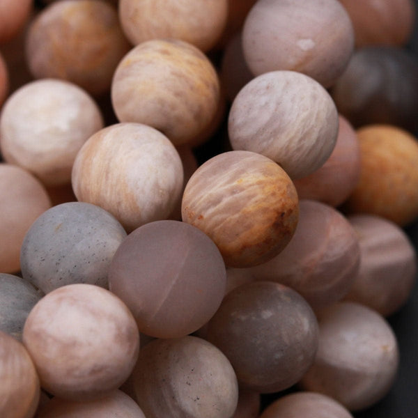 A Grade Natural Peach Gray Moonstone Matte 8mm Matte 10mm Round Beads Matte Sunstone 8mm Matte Sunstone 10mm 16" Strand