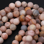 A Grade Natural Peach Gray Moonstone Matte 8mm Matte 10mm Round Beads Matte Sunstone 8mm Matte Sunstone 10mm 16" Strand