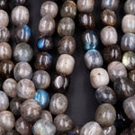 Large Natural Labradorite Nuggets Freeform Irregular Rounded Oval Barrel Beads Nice Blue Green Flashes High Quality Labradorite 16" Strand