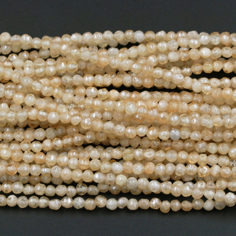 Natural Yellow Citrine Druzy Drusy Crystals 3mm 4mm Round Faceted Beads High Quality Gem Grade Citrine Gemstone Beads 16" Strand