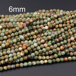 Natural Rainforest Rhyolite Jasper 6mm Faceted Round Beads 8mm Faceted Round Beads 16" Strand