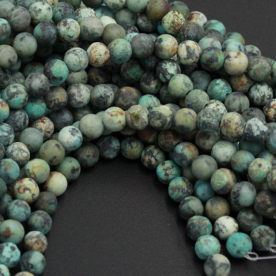 Natural African Turquoise 4mm Matte Round 6mm Matte Round 8mm Matte Round 10mm Matte Round 12mm Round Matte Finish Round Beads  16" Strand