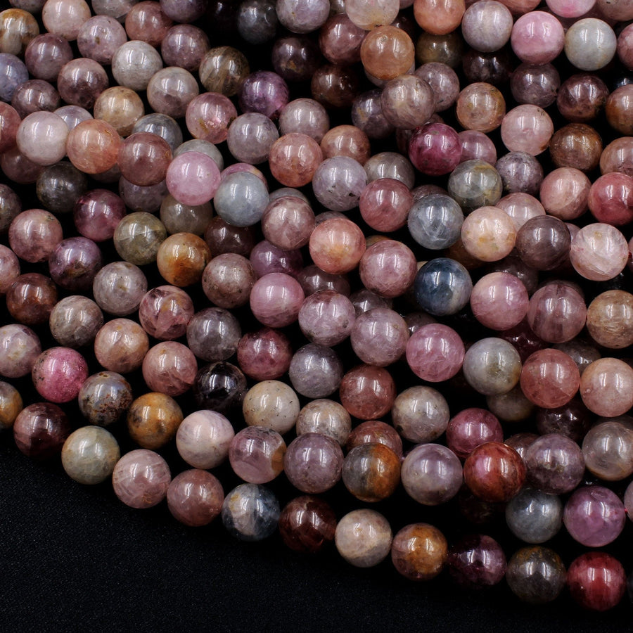 Real Genuine Natural Spinel 8mm 9mm 10mm Round Beads Natural Multicolor Pastel Pink Blue Golden Peach Yellow Teal Purple Gemstone 16" Strand
