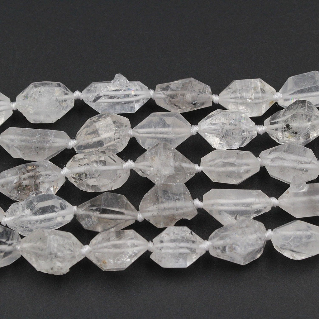 Natural Raw Rough Tibetan Quartz Beads Drilled Double Terminated Points Super Clear Freeform Real Natural Crystal Nugget 16" Strand