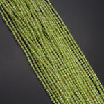 Micro Faceted Natural Green Peridot Round Beads 4mm 5mm Faceted Round Beads Laser Diamond Cut Small Real Genuine Green Gemstone 16" Strand