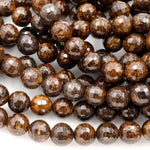 Natural Bronzite Beads Faceted 4mm 6mm 8mm Round High Quality AA Grade 16" Strand