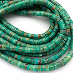 Genuine 100% Natural Turquoise Heishi Beads 5mm 6mm Rondelle Genuine Bright Blue Green Turquoise Beads Center Drilled Full 16" Strand