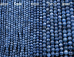 AAA Natural Blue Kyanite 4mm 5mm 6mm 8mm 9mm Round Beads Real Genuine Kyanite Gemstone Plain Smooth Round Beads 16" Strand