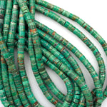 Genuine 100% Natural Turquoise Heishi Beads 5mm 6mm Rondelle Genuine Bright Blue Green Turquoise Beads Center Drilled Full 16" Strand