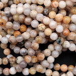Natural Bamboo Agate 6mm Round Beads Small Natural Creamy White Yellow Agate 16" Strand