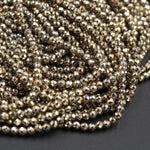 Titanium Pyrite Faceted 2mm Round beads 3mm Round Tiny Small Micro Faceted Round Diamond Micro Cut Sparkling Natural Gemstone 16" Strand
