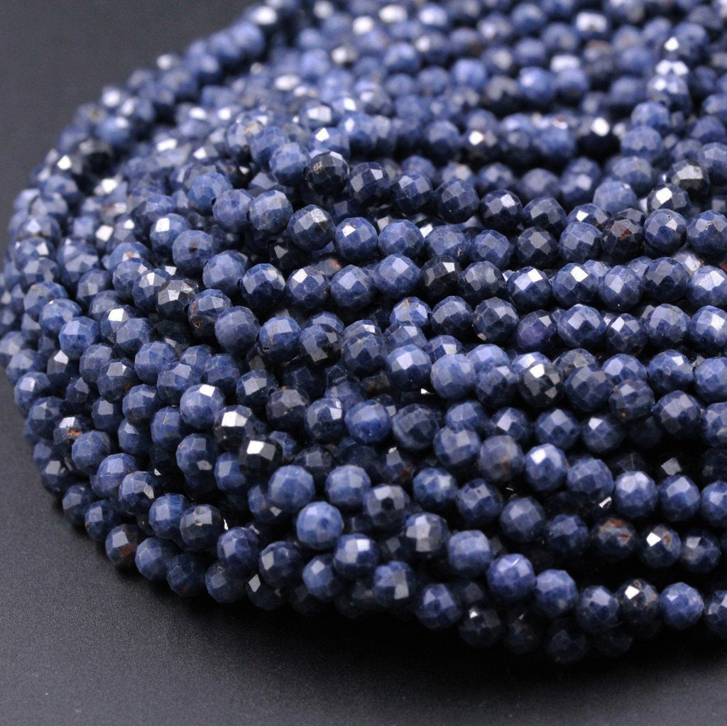 Silver & Sapphire Rhinestone Beads (6)