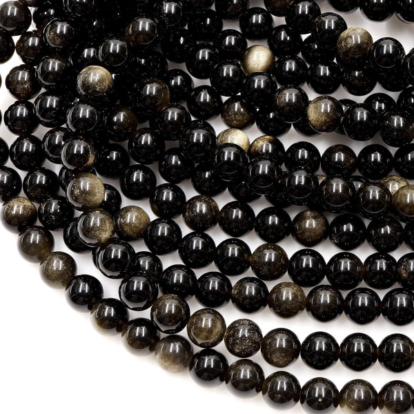 Natural Golden Obsidian Beads 4mm 6mm 8mm 10mm AAA High Quality 16" Strand