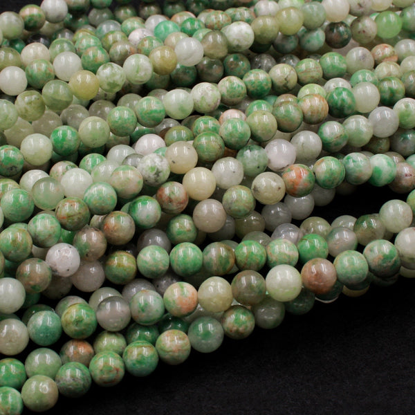 Natural African Green Jade Beads 6mm Round Smooth Plain Round Green Jade Gemstone Beads 16" Strand