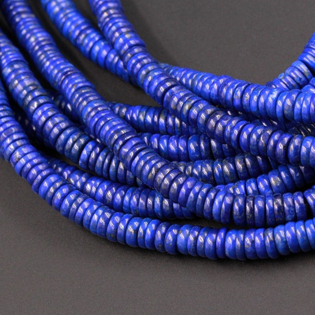 Natural Lapis Heishi Beads 4mm 5mm 6mm 7mm 8mm 9mm Disc Rondelle Superior AAA Quality Stunning Genuine Blue Lapis Gemstone 16" Strand