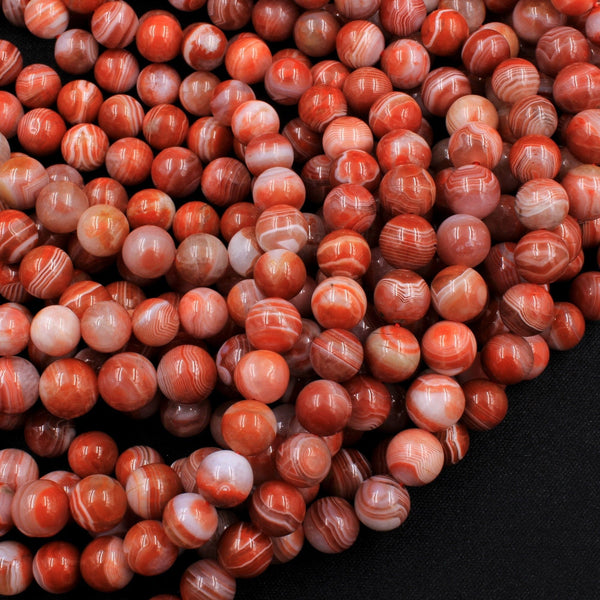 Extremely Rare! Natural Moroccan Red Banded Agate 7mm 8mm 9mm Round Bead 16" Strand